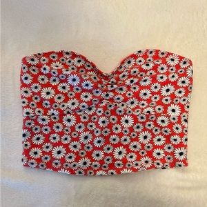 Forever 21 strapless red floral tube top